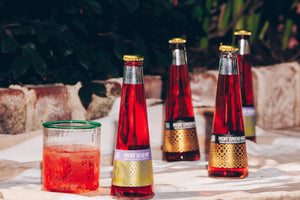 St. Agrestis non-alcoholic cocktail bottles outdoors