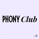 St. Agrestis Phony Club membership logo in bold black lettering on a lavender background.