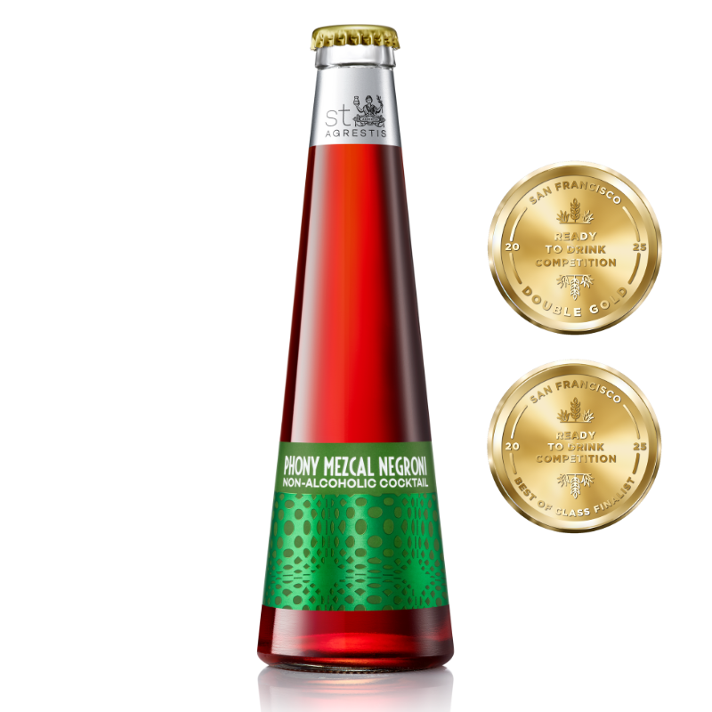 Phony Mezcal Negroni SFWSC Double Gold and 98 points 2025 award badge
