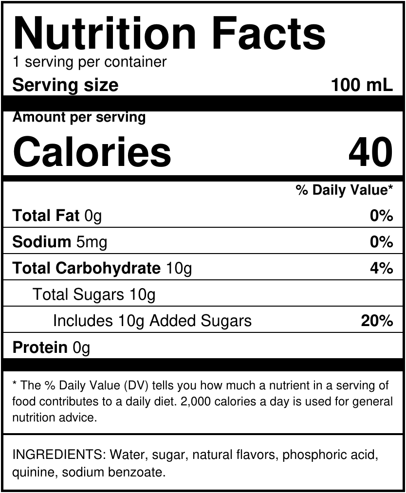 Amaro Falso nutrition facts and ingredients