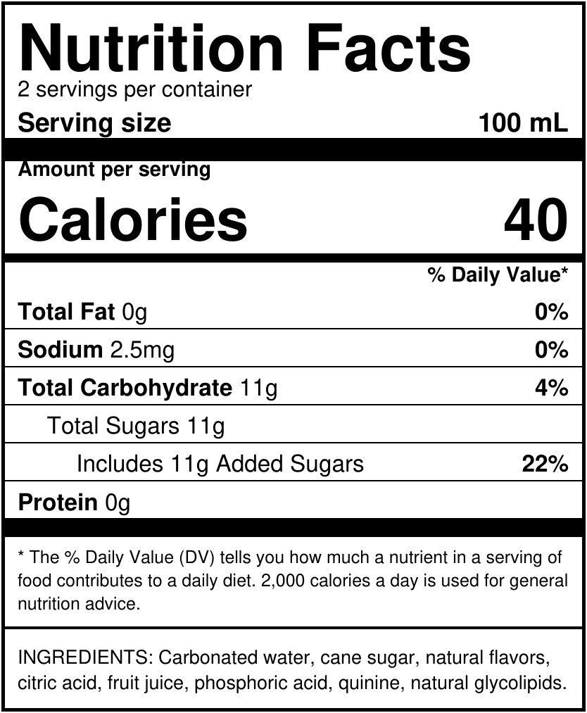 Phony Limone Negroni nutrition facts and ingredients