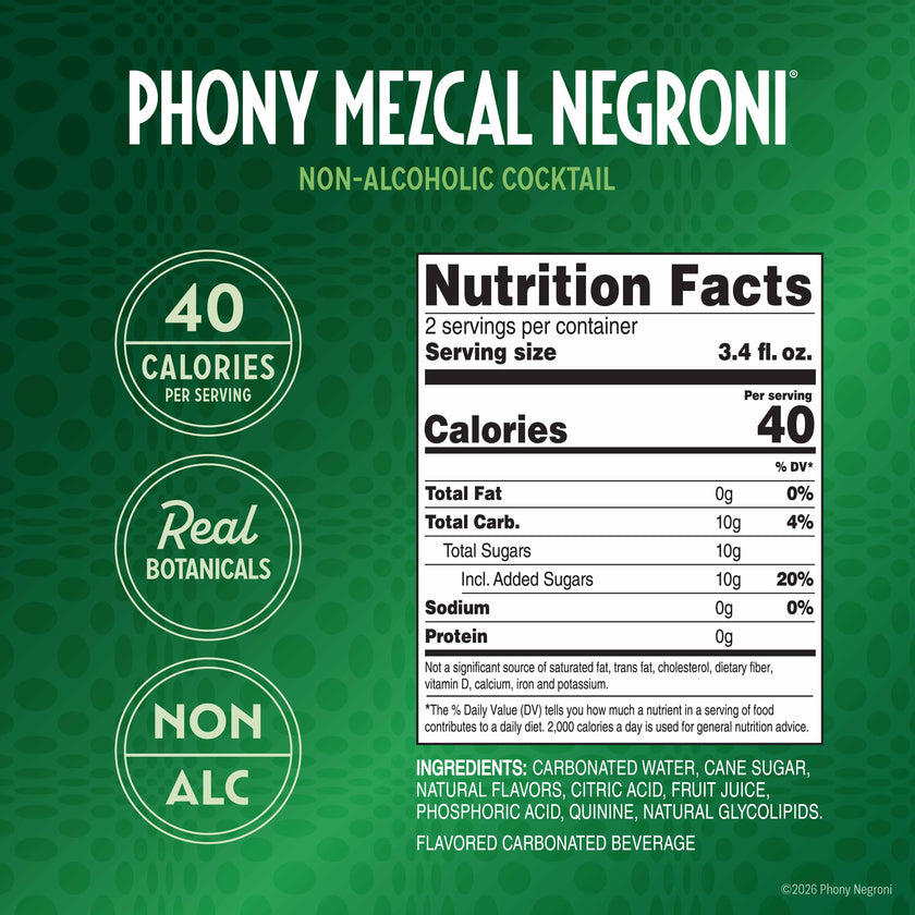 Phony Mezcal Negroni nutrition facts and ingredients