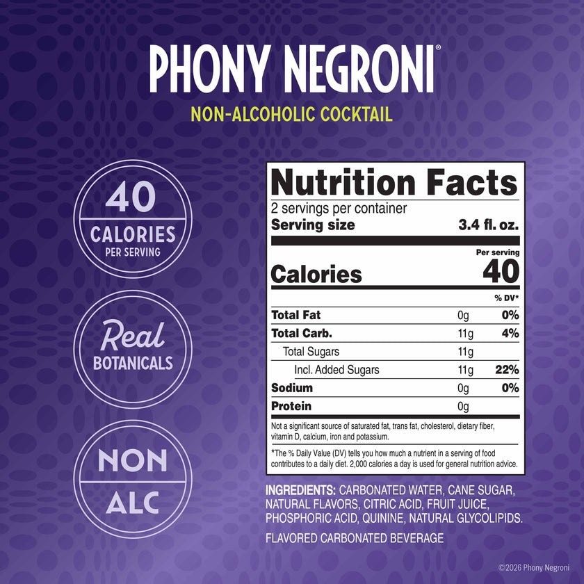 Phony Negroni nutrition facts and ingredients