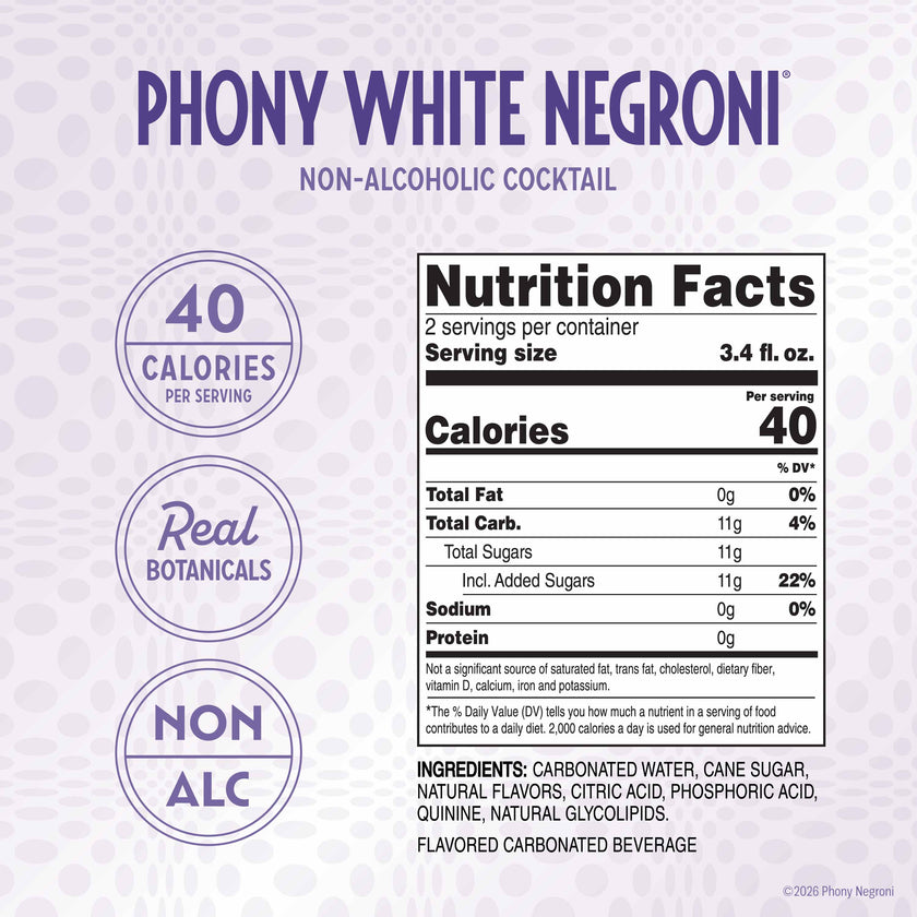 Phony White Negroni nutrition facts and ingredients